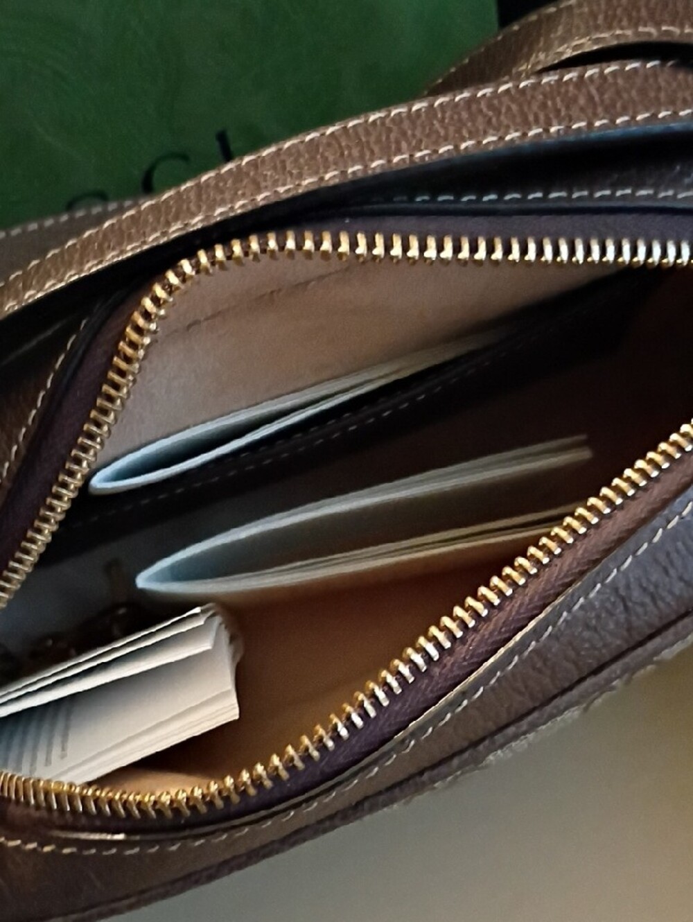 Gucci Beige/Brown Monogram Crossbody with Green-Red Web - Picture 8 of 11